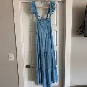 New Look Blue Ruffle Midi Dress